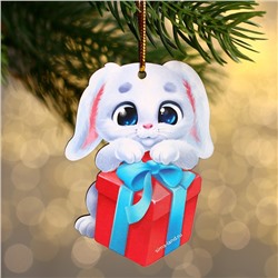 Новогодняя подвеска «‎Зайка с подарком»