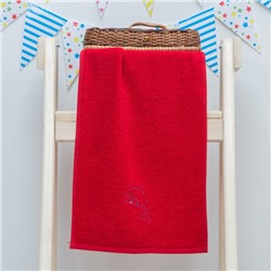 Махровое полотенце "Дельфин", размер 30х60 см, цвет красный