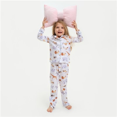Пижама детская (рубашка и брюки) KAFTAN "Animal" размер 110-116, цвет белый