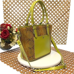 Женская сумочка Estate из натуральной кожи лаймового цвета.