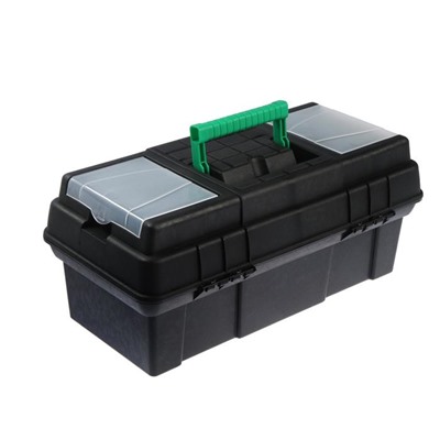 Ящик для инструмента ТУНДРА, 19", 490 х 245 х 215 мм, пластиковый, лоток, два органайзера