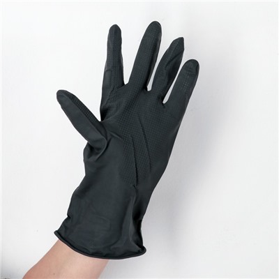 Перчатки хозяйственные резиновые Доляна, размер M, защитные, химически стойкие, 55 гр, цвет чёрный