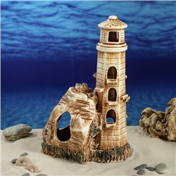 Декорации для аквариума "Маяк большой со скалой"