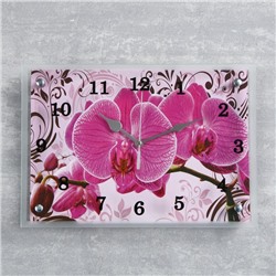 Часы настенные, серия: Цветы, "Розовые орхидеи с узором", 25 х 35 см