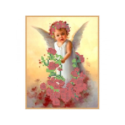 Ткань-схема для вышивания бисером "Ангел в розах" А5 (кба 5003)