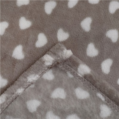 Плед «Сердечки» цвет серый 80×100 см, пл. 230 г/м², 100% п/э