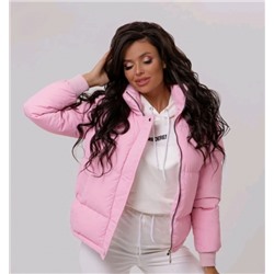 Куртка стойка ворот на молнии розовая ZI T124_Новая цена