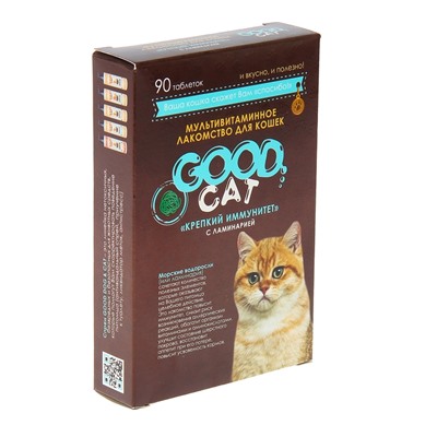Мультивитаминное лакомство GOOD CAT для кошек, крепкий иммунитет, с ламинарией, 90 таб