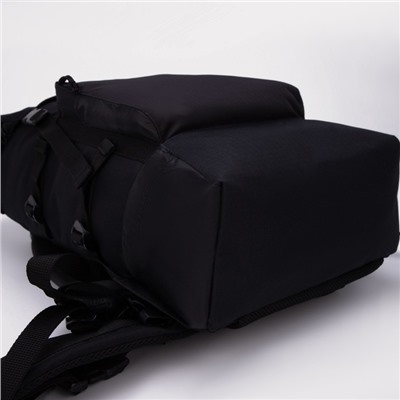 Рюкзак туристический на стяжке, 40 л, 3 наружных кармана, цвет чёрный