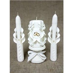 Набор свечей резных "Свадебный", белый: Домашний очаг, Родительские свечи, подсвечник
