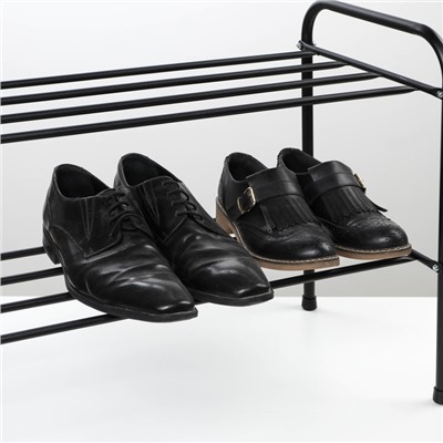 Подставка для обуви, 2 яруса, 82,5×32×48,5 см, цвет чёрный