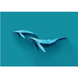 3D Фотообои «Полигональные киты»
