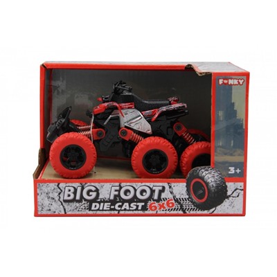 Машина пластиковая FUNKY TOYS FT61067 Квадроцикл die-cast, инерционный, красный, 6*6