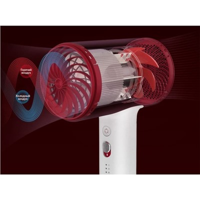 Фен Soocas Hair Dryer H5, 1800 Вт, 3 скорости, ионизация, шнур 1.7 м, серебристо-красный