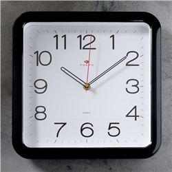 Часы настенные "Классика", квадратные с закруглёнными углами, 30 × 30 см, чёрные