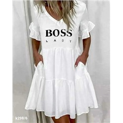Платье Size plus Lady Boss белое K298