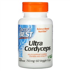 Doctor's Best, Ultra Cordyceps, 750 мг, 60 растительных капсул