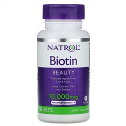 Natrol, Биотин, максимальное действие, 10 000 мкг, 100 таблеток