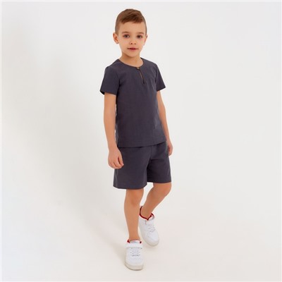 Комплект для мальчика (рубашка, шорты) MINAKU: Cotton Collection цвет серый, рост 140
