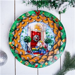 Тарелка- конфетница новогодняя "Мышонок- Дед Мороз", 24,5×24,5см, Символ года 2020