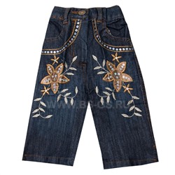 Капри Sercino “Цветы” джинсовые средние