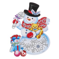 Плакат "Снеговик с игрушками" 29,5х24,5 см
