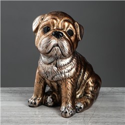 Статуэтка "Собака "Мопс" сидячий Бронза керамика 26 см