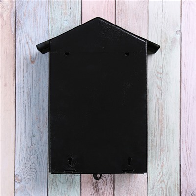 Ящик почтовый без замка (с петлёй), вертикальный, «Домик», чёрный