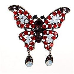 Большая брошь - Бабочка с кристаллами и подвесками