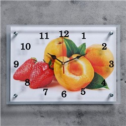 Часы настенные, серия: Кухня, "Абрикосы и клубника", 25х35  см, микс