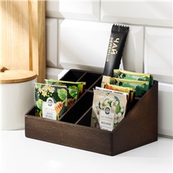 Подставка для чая и кухонных принадлежностей, 17,2×10,4×8,8 см, цвет чёрный, бамбук