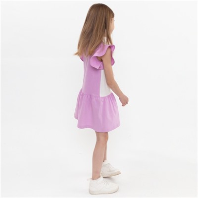 Платье для девочки А.11-153-5., цвет бежевый/сиреневый, рост 98