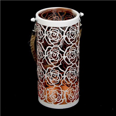 Подсвечник металл 1 свеча "Ажурные розы" с ручкой 20х9х9 см