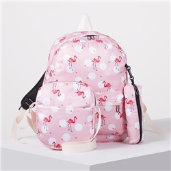 Рюкзак школьный, отдел на молнии, наружный карман, 2 боковых кармана, сумка, футляр, цвет розовый
