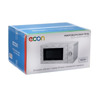 Микроволновая печь Econ ECO-2037M, 600 Вт, 20 л, цвет белый