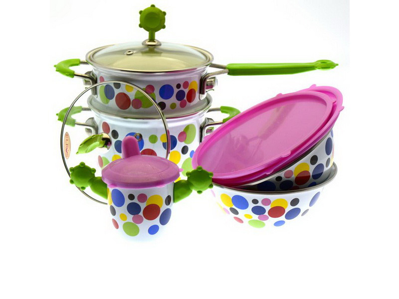 Фишман магазин посуды. Набор кастрюль эмалированных (арт. PEM-640014-5). Посуда 3057 WB 6пр эмаль (х2). Эмалированная посуда 8764/779080 набор мисок. Детская эмалированная посуда.