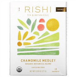 Rishi Tea, Organic Herbal Tea, Chamomile Medley, Caffeine-Free, 15 Sachets, 0.95 oz (27 g)