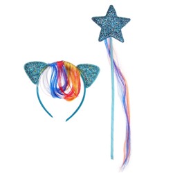 Карнавальный набор «Радуга», 2 предмета: ободок, жезл, цвет голубой