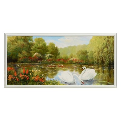 Картина "Лебеди" 30х70 (36*73) см