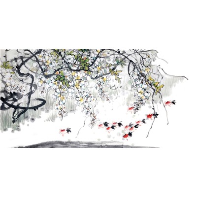 3D Фотообои  «Японские мотивы: Цветущее дерево»
