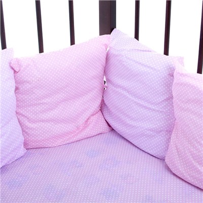 Комплект в кроватку 4 предмета "Мозаика", цвета сиреневый/розовый (арт. 10407)