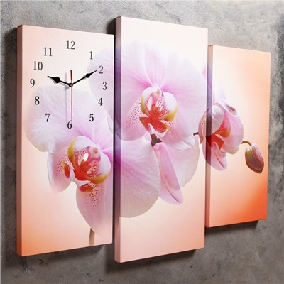 Часы настенные модульные «Розовая орхидея», 60 × 80 см