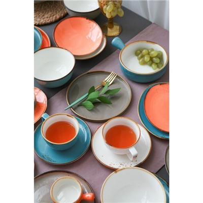 Чайная пара Magistro «Церера», чашка 250 мл, блюдце d=16,3 см, цвет оранжевый