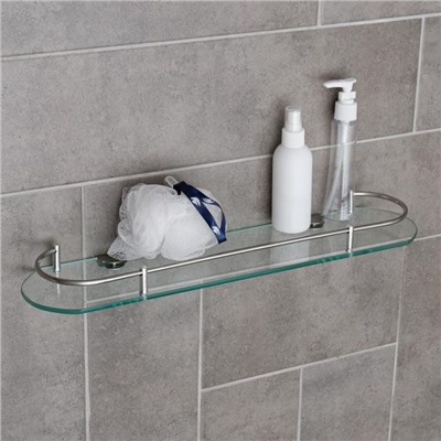 Полка для ванной комнаты, 50×12×4 см, металл, стекло