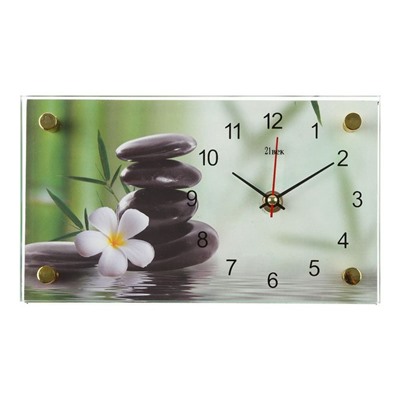Часы настольные и настенные "Цветок и камни", плавный ход, 13 х 23 см, микс