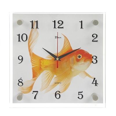 Часы настенные, серия: Животный мир, "Золотая рыбка", плавный ход, 25х25  см, микс