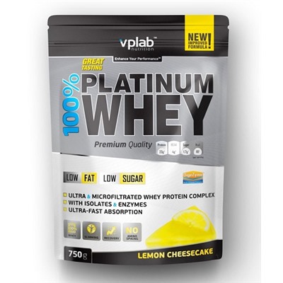 Протеин сывороточный Platinum Whey 100%  lemon cheesecake Vplab 750 гр.