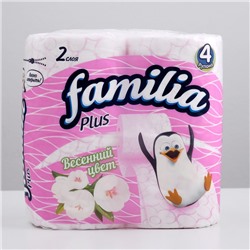 Туалетная бумага Familia Plus «Весенний цвет», 2 слоя, 4 рулона