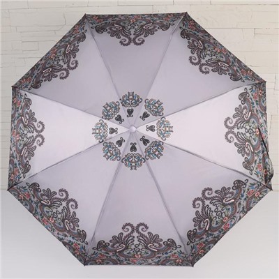 Зонт автоматический «Цветочный узор», 3 сложения, 8 спиц, R = 50 см, цвет МИКС