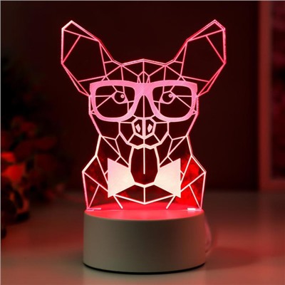 Светильник "Собака в очках" LED RGB от сети 9,5х13х19 см